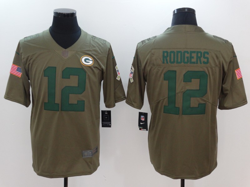 Men Green Bay Packers #12 Rodgers Nike Olive Salute To Service Limited NFL Jerseys->youth nfl jersey->Youth Jersey